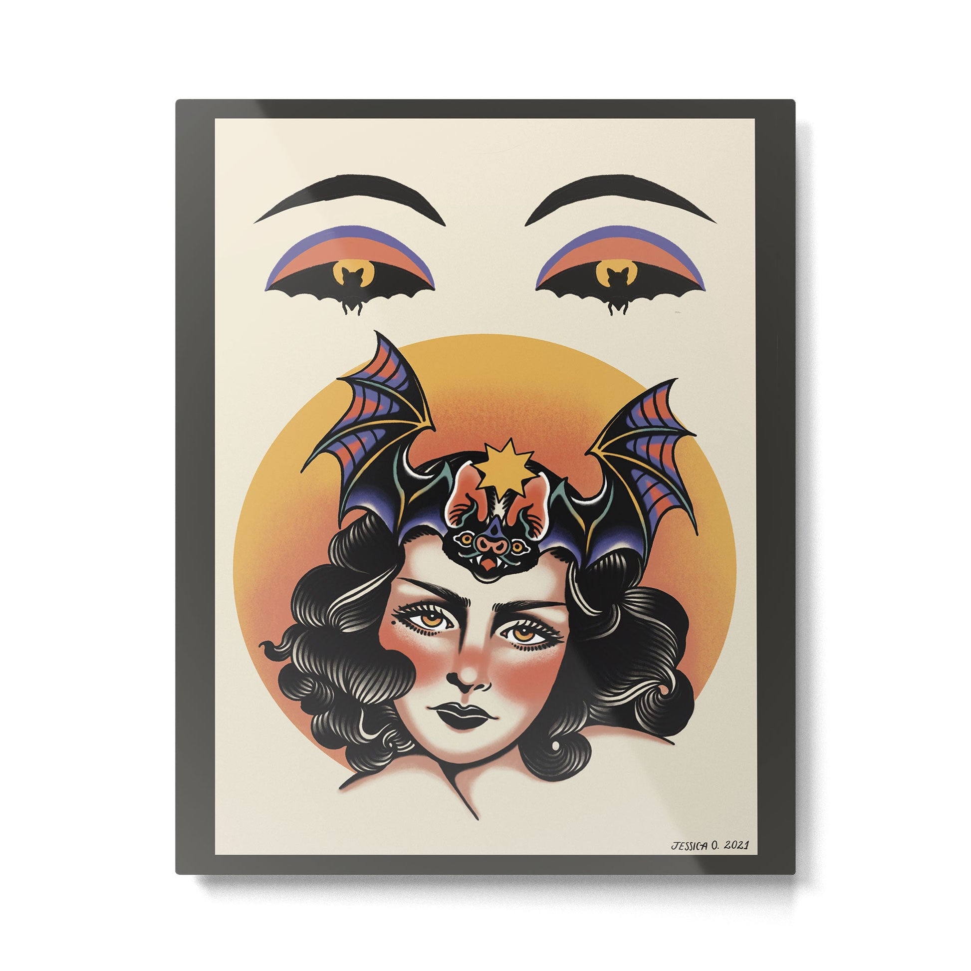 Bat Bite Betty Metal Print | TeksDecor