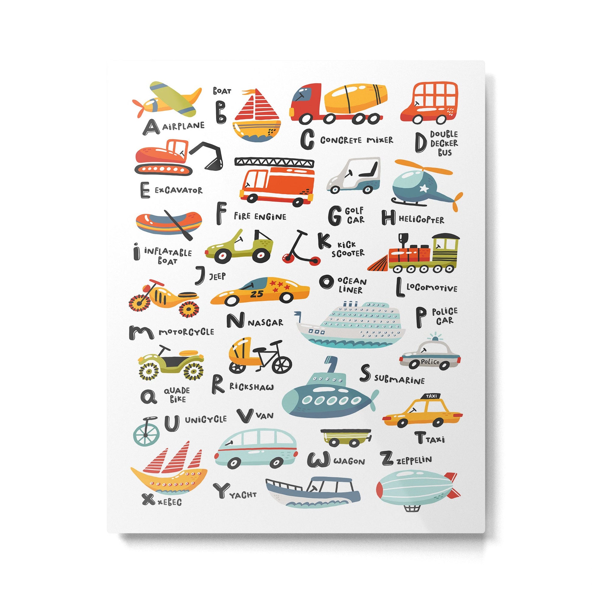 Beep Beep Alphabet Metal Print | TeksDecor
