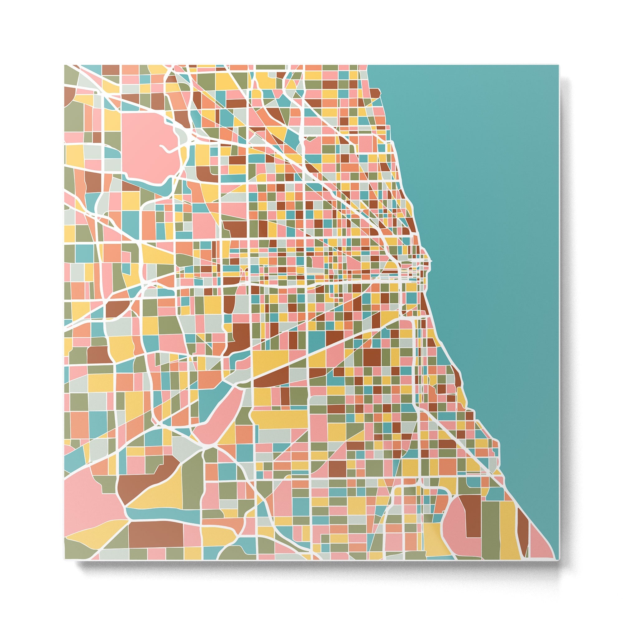 Chicago Map Art Metal Print | TeksDecor