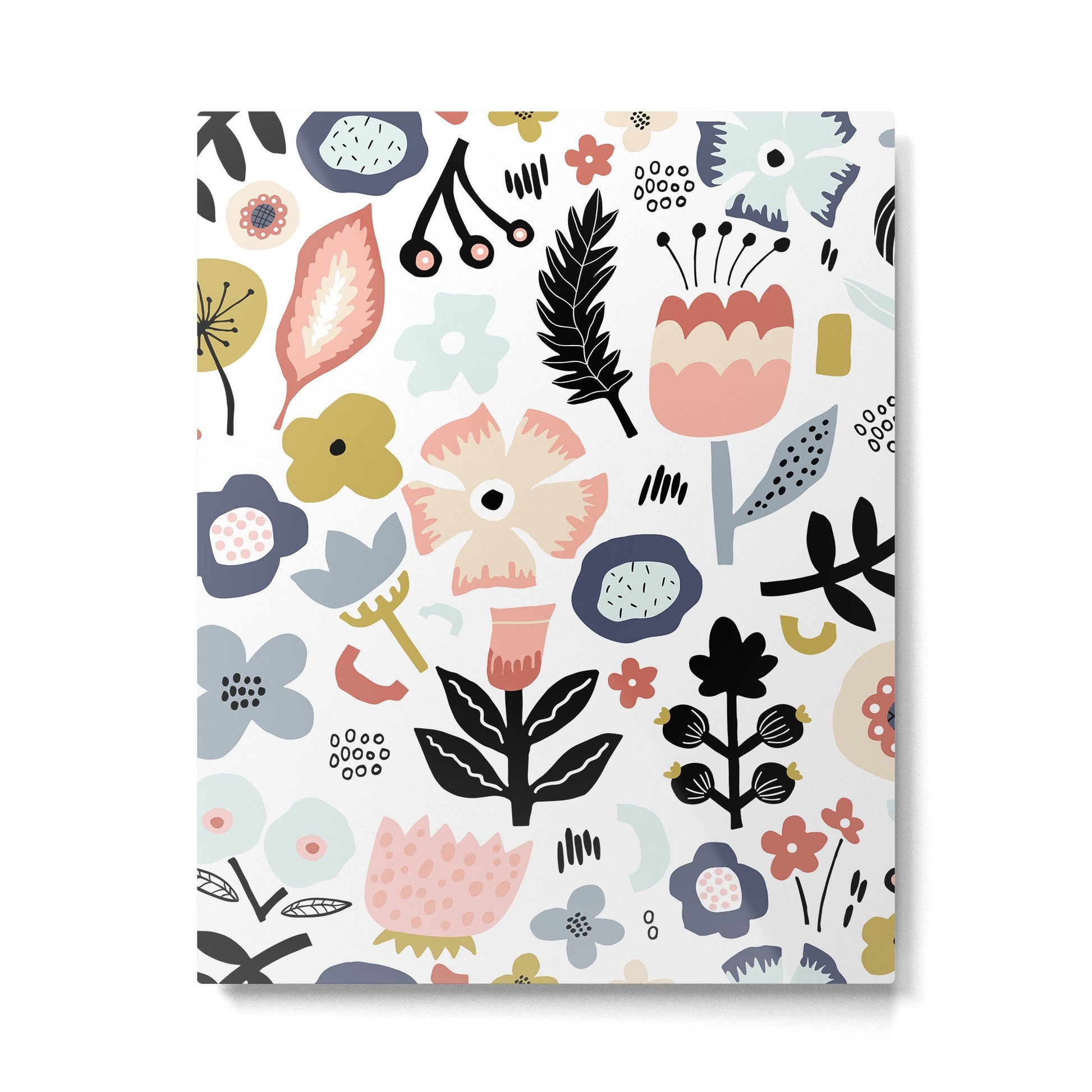 Naive Floral Scandinavian Design Metal Print | TeksDecor