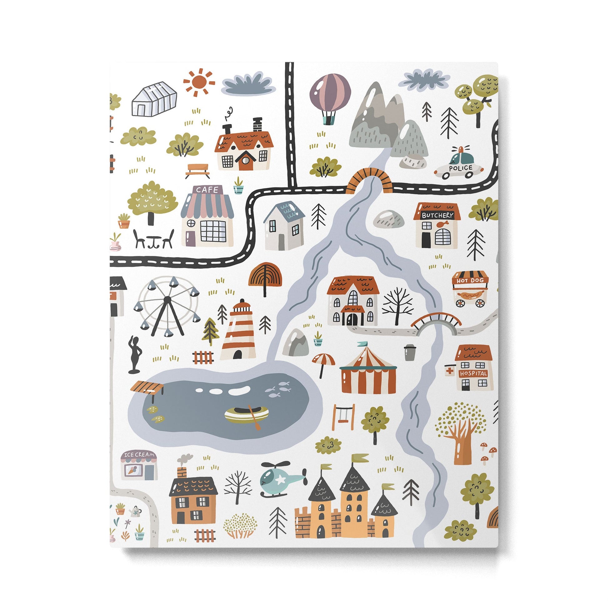 Town Map Metal Print | TeksDecor