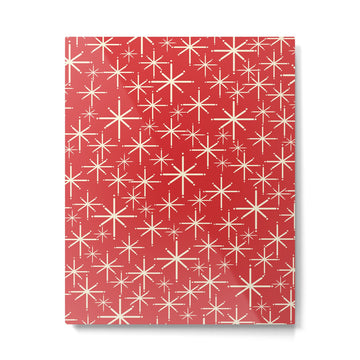 Atomic Age Christmas Stars - Midcentury Modern Pattern in Cream and Retro Xmas Red Metal Print | TeksDecor