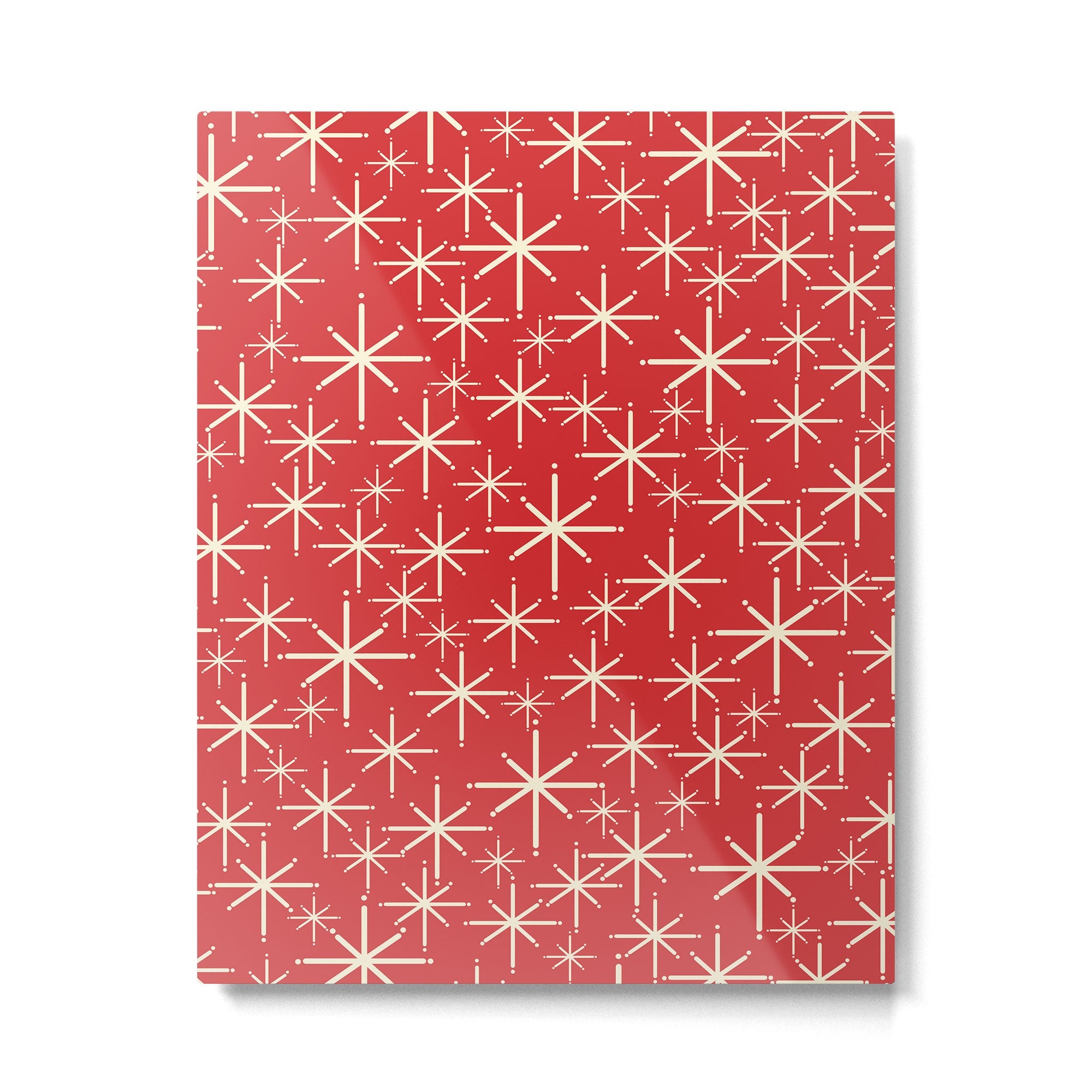Atomic Age Christmas Stars - Midcentury Modern Pattern in Cream and Retro Xmas Red Metal Print | TeksDecor