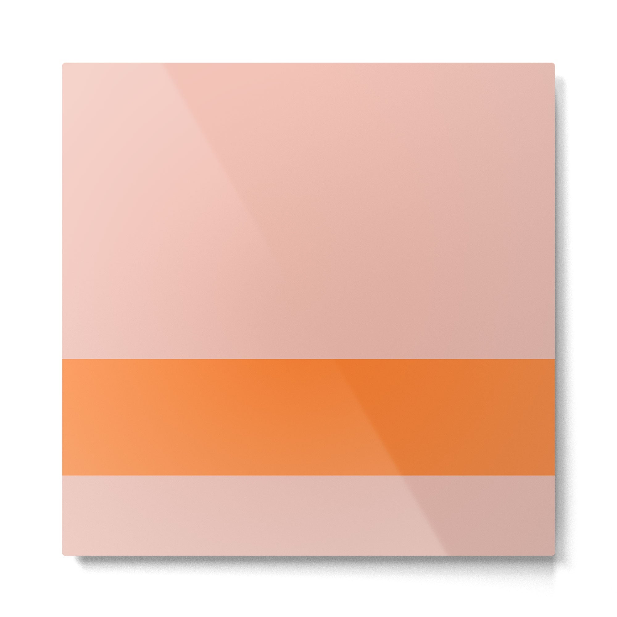 Blush Pink and Orange Banded Solid Minimalist Color Block Pattern Metal Print | TeksDecor