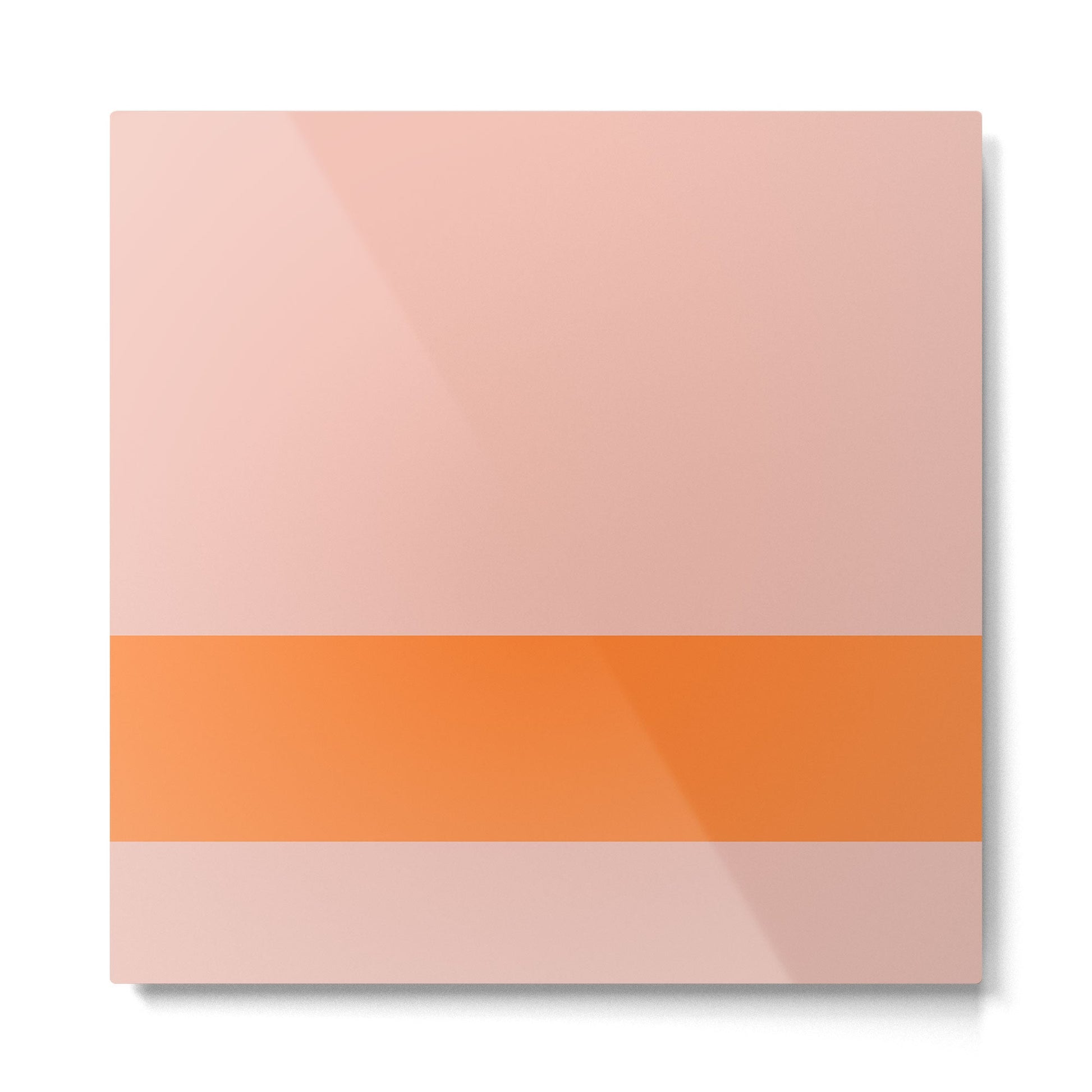 Blush Pink and Orange Banded Solid Minimalist Color Block Pattern Metal Print | TeksDecor
