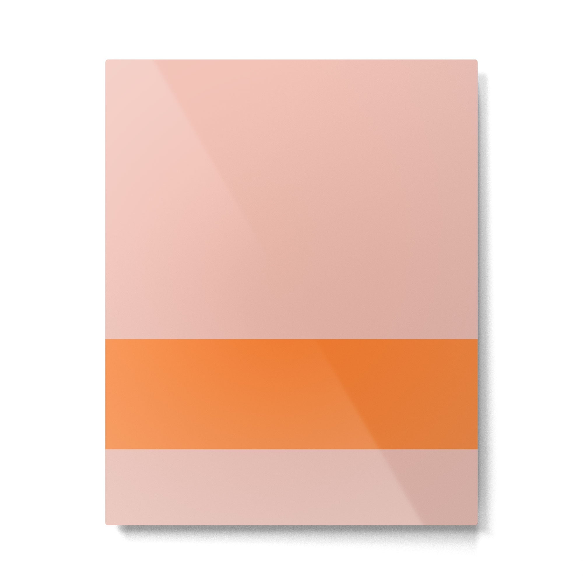 Blush Pink and Orange Banded Solid Minimalist Color Block Pattern Metal Print | TeksDecor