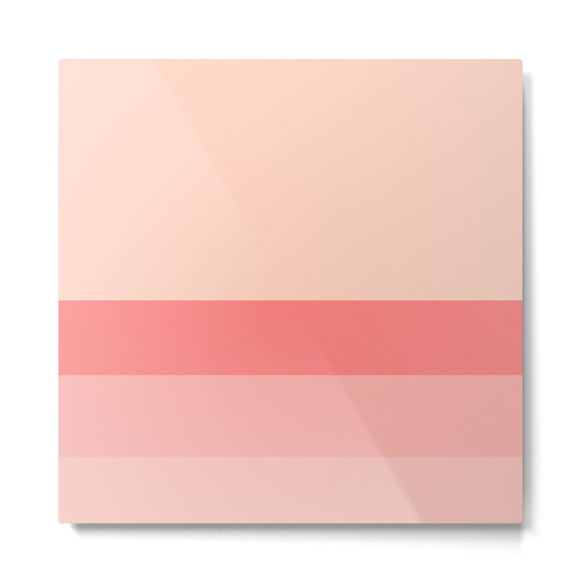 Blush Pink Minimalist Solid Color Block Stripes Metal Print | TeksDecor
