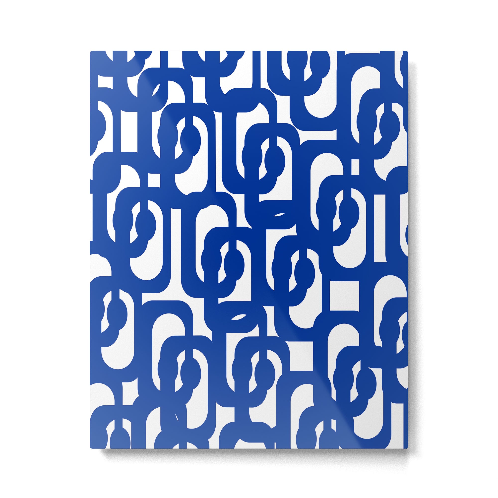 Bright Blue and White Mid-century Modern Loop Pattern  Metal Print | TeksDecor