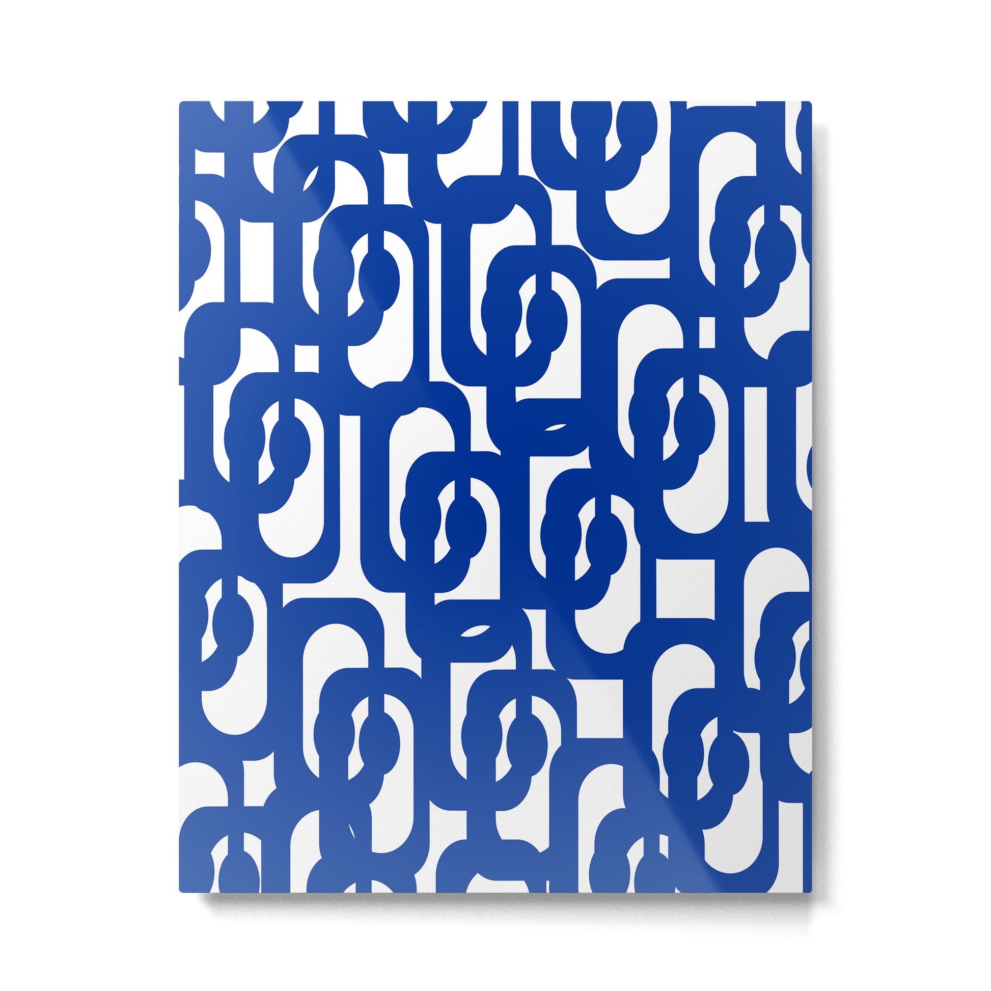 Bright Blue and White Mid-century Modern Loop Pattern  Metal Print | TeksDecor