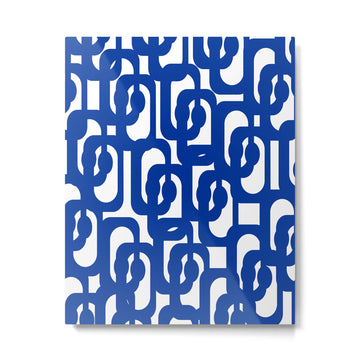 Bright Blue and White Mid-century Modern Loop Pattern  Metal Print | TeksDecor
