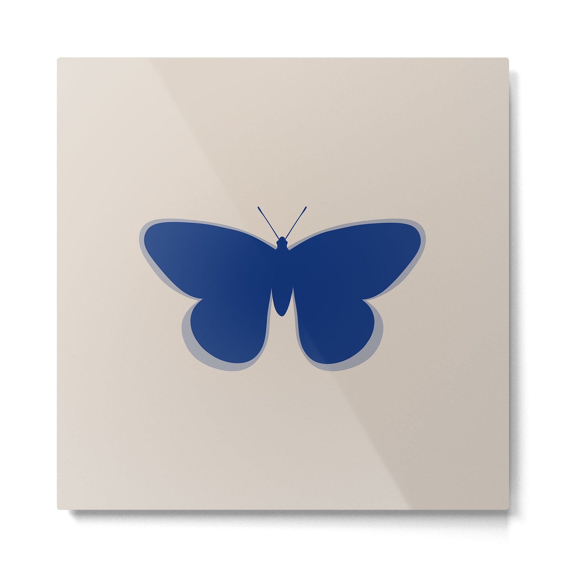 Butterfly Single in Blue and Stone Metal Print | TeksDecor