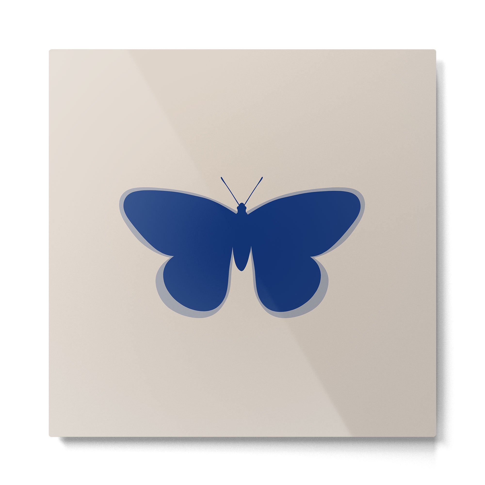 Butterfly Single in Blue and Stone Metal Print | TeksDecor