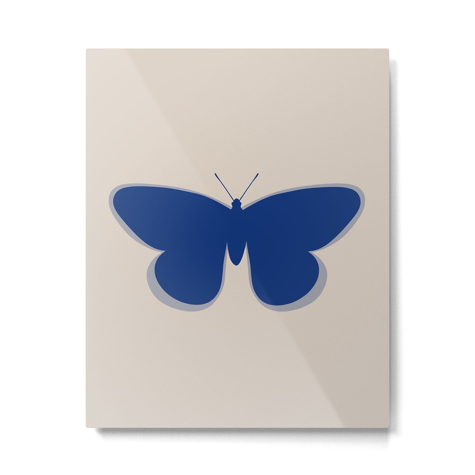 Butterfly Single in Blue and Stone Metal Print | TeksDecor