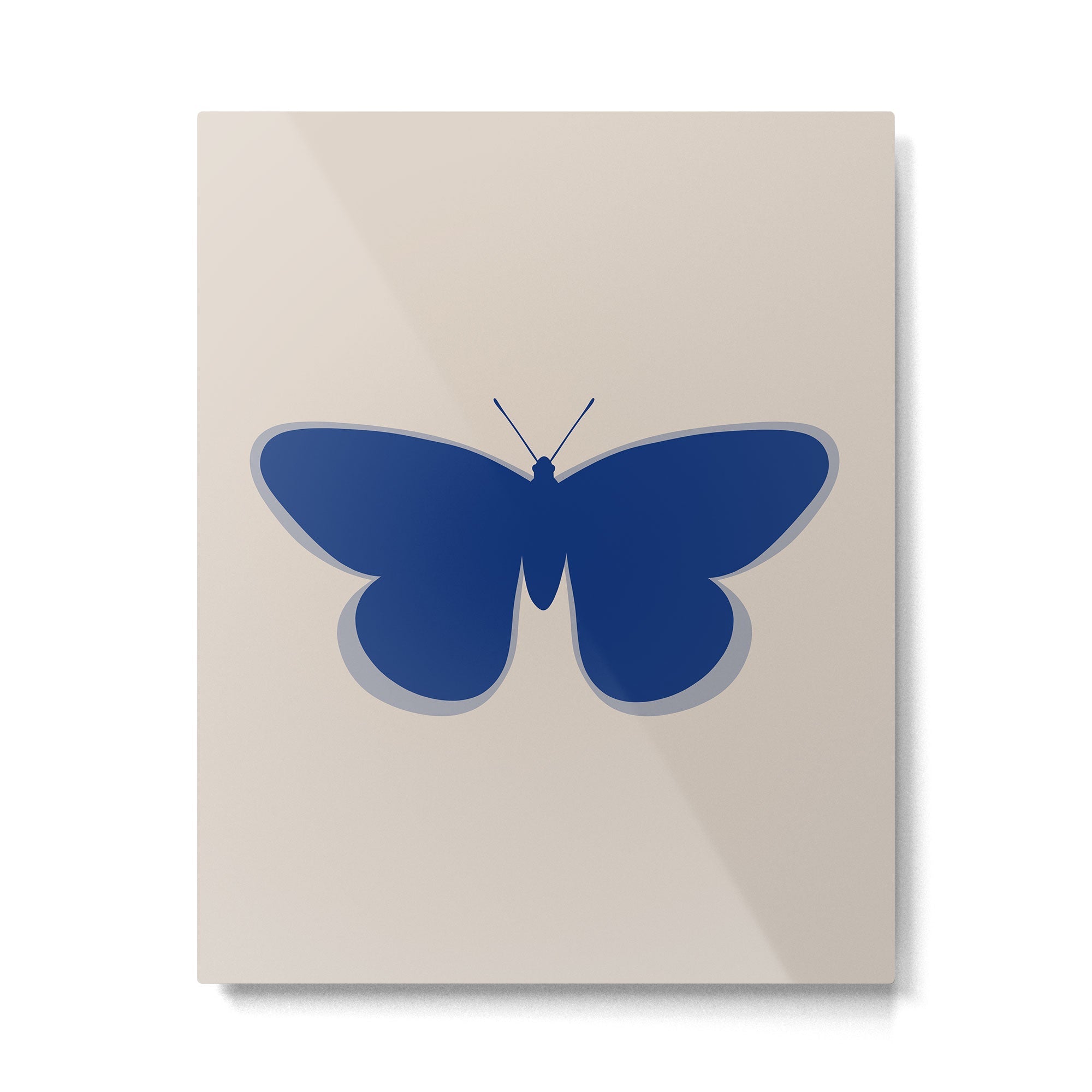 Butterfly Single in Blue and Stone Metal Print | TeksDecor