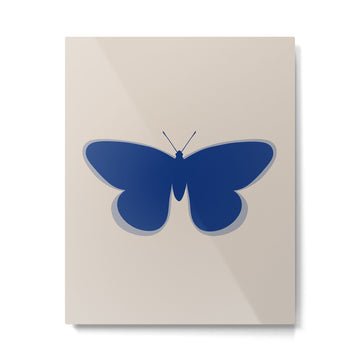 Butterfly Single in Blue and Stone Metal Print | TeksDecor