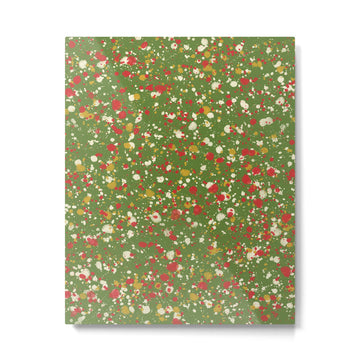 Christmas Spatter Paint in Retro Xmas Red, Cream, Gold, and Olive Green Metal Print | TeksDecor