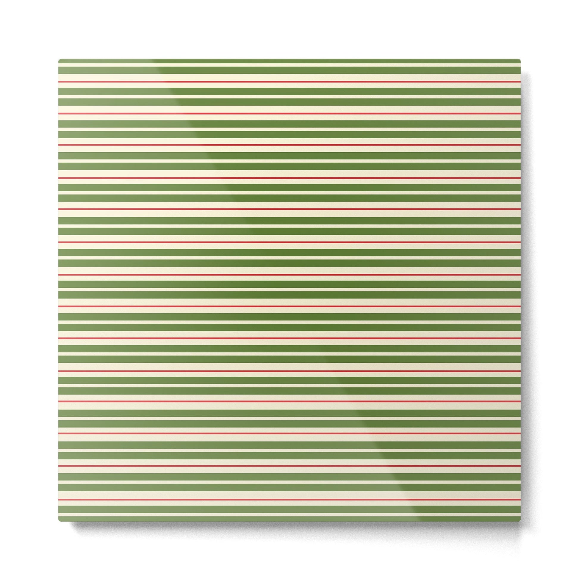 Christmas Stripes Retro Holiday Stripe Pattern in Xmas Green Red Cream  Metal Print | TeksDecor