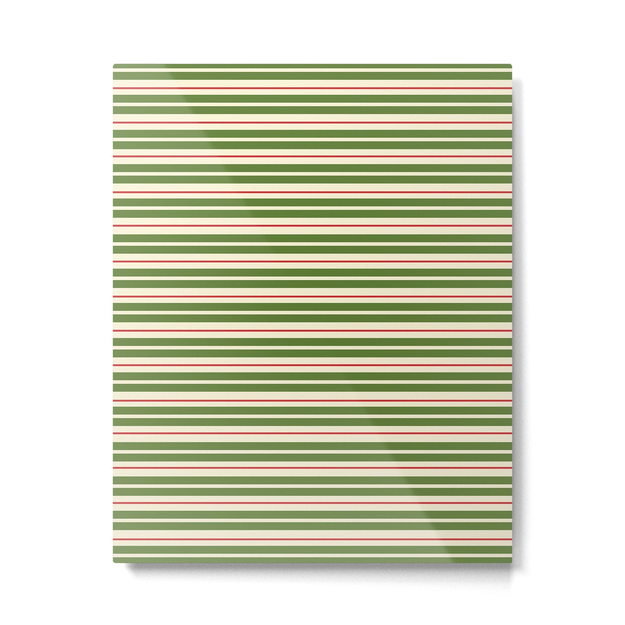 Christmas Stripes Retro Holiday Stripe Pattern in Xmas Green Red Cream  Metal Print | TeksDecor