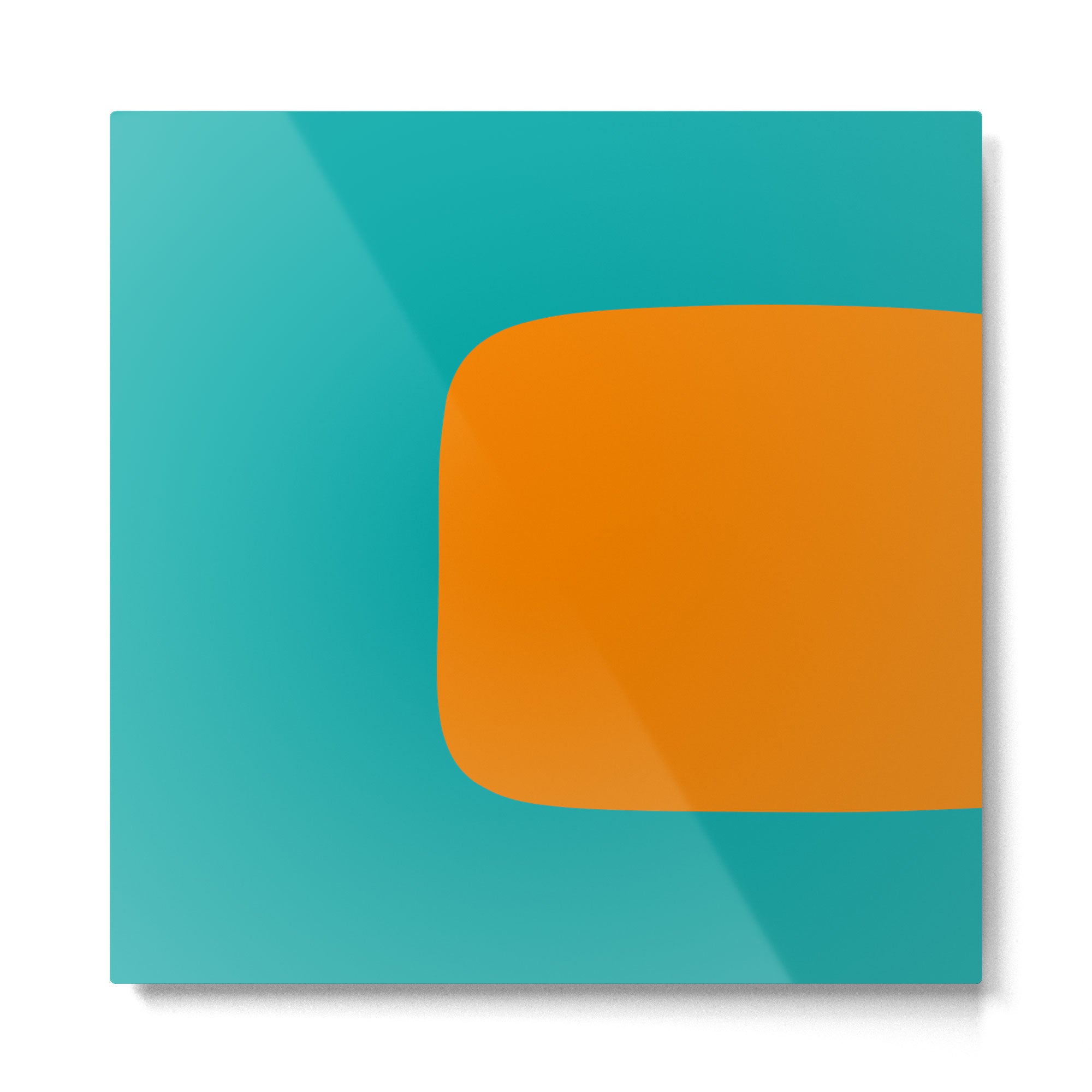 Clarity - Orange and Turquoise Minimalist Metal Print | TeksDecor