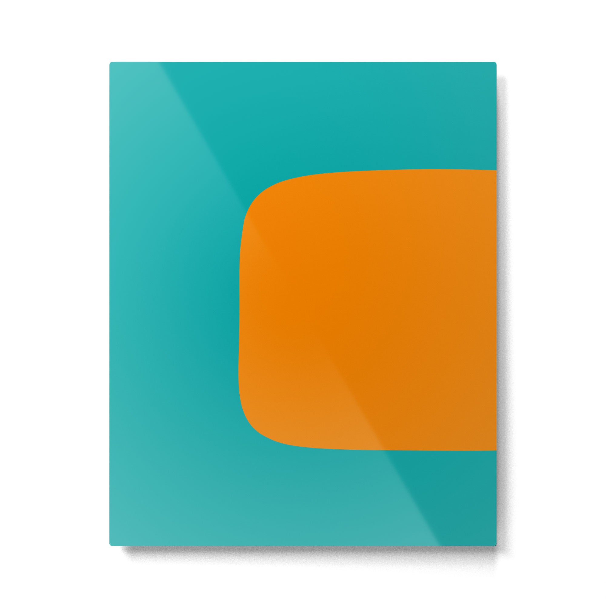 Clarity - Orange and Turquoise Minimalist Metal Print | TeksDecor