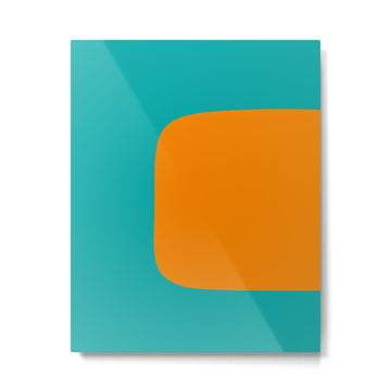 Clarity - Orange and Turquoise Minimalist Metal Print | TeksDecor