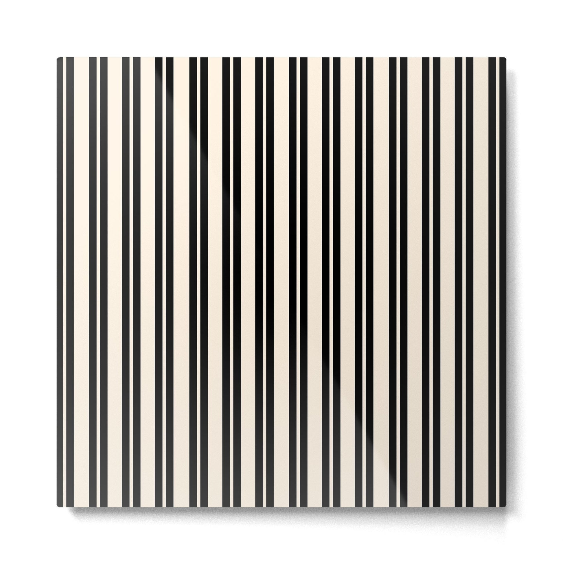 Classic Double Stripe Pattern in Black and Almond Cream Metal Print | TeksDecor