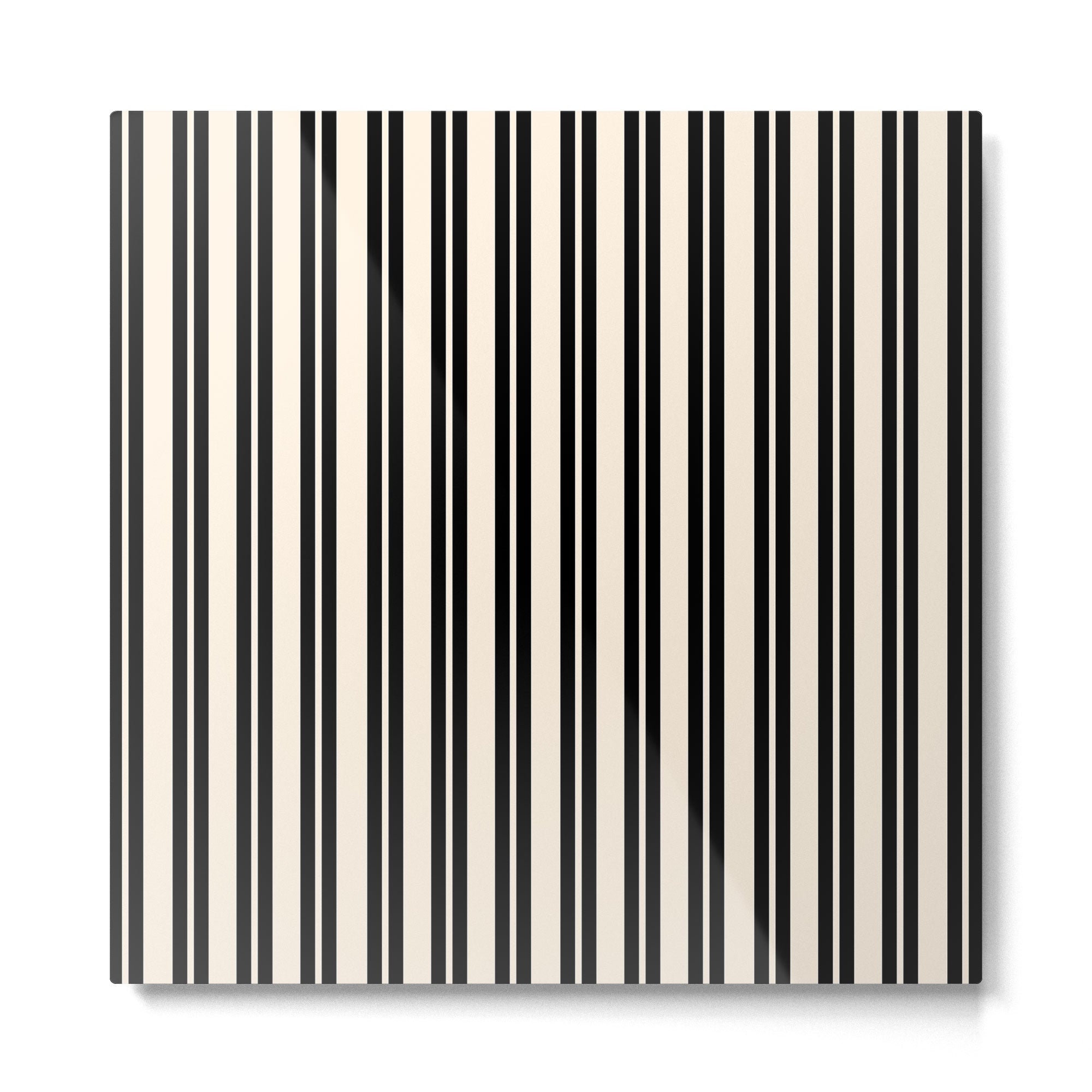 Classic Double Stripe Pattern in Black and Almond Cream Metal Print | TeksDecor