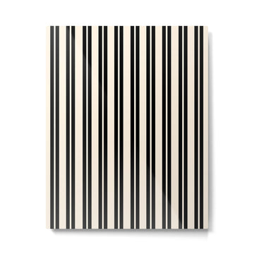 Classic Double Stripe Pattern in Black and Almond Cream Metal Print | TeksDecor