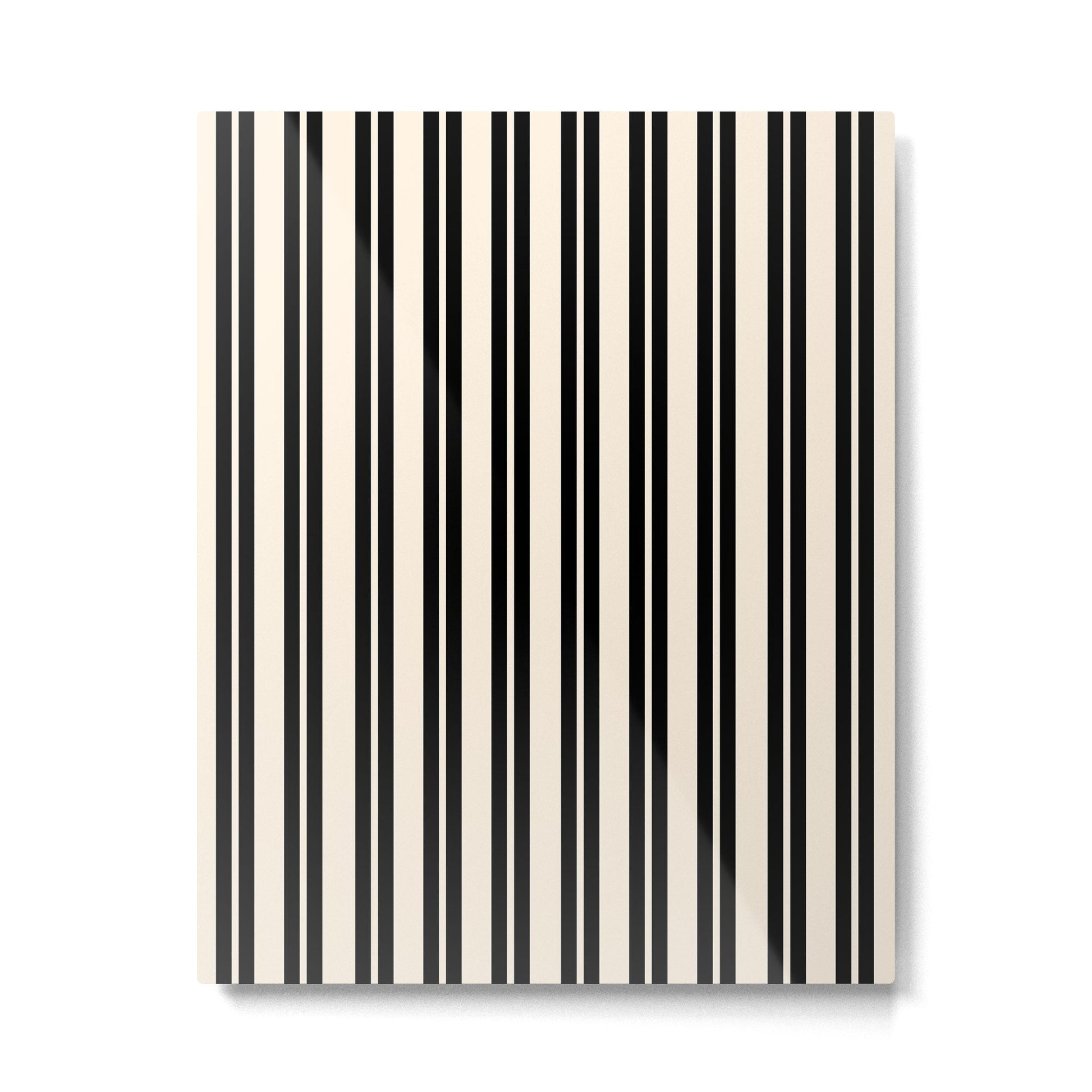 Classic Double Stripe Pattern in Black and Almond Cream Metal Print | TeksDecor