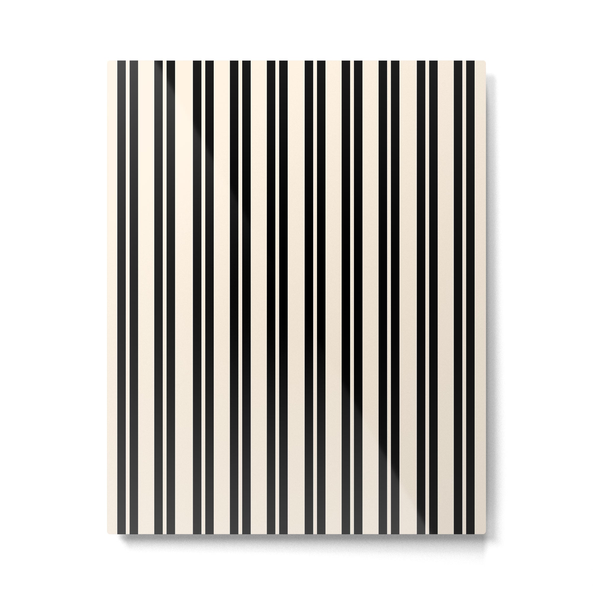 Classic Double Stripe Pattern in Black and Almond Cream Metal Print | TeksDecor