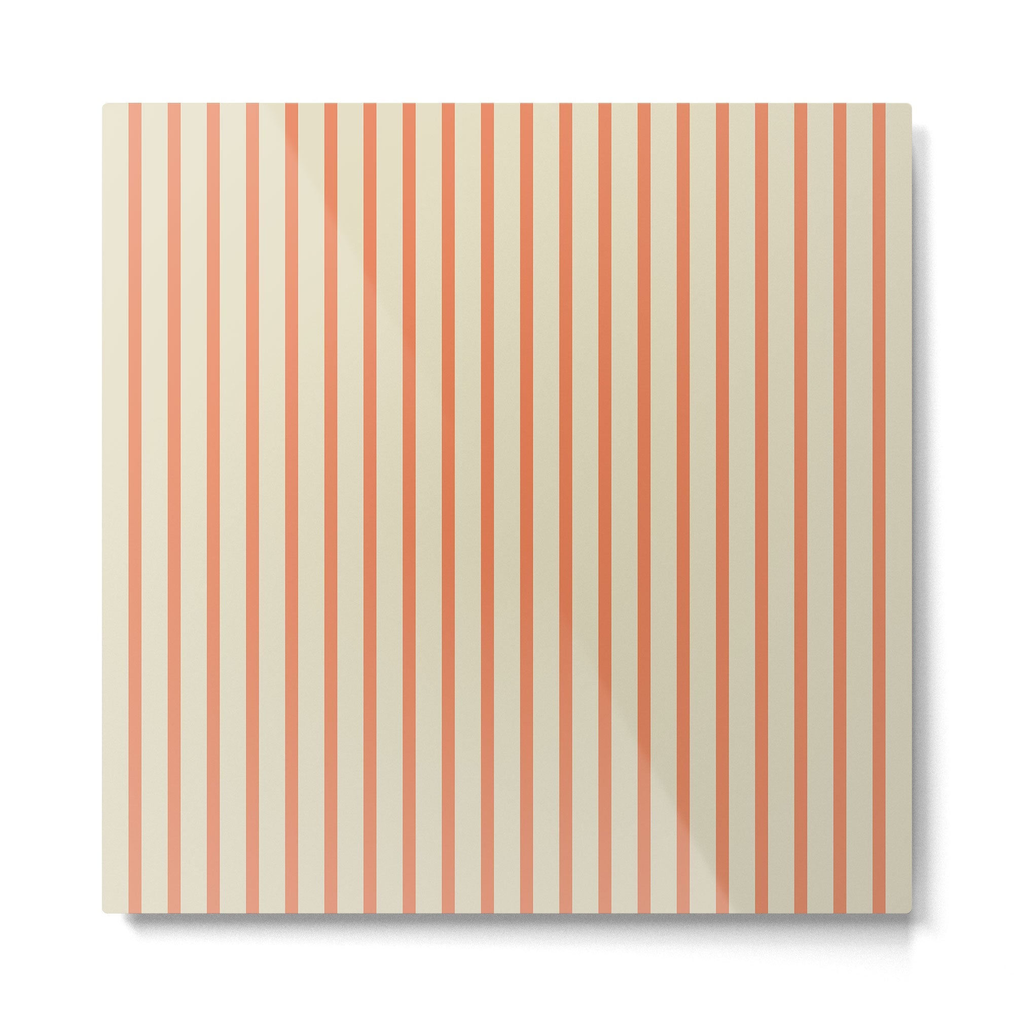 Classic Modern Retro Vertical Stripe Pattern in Cream Beige and Light Pumpkin Orange Metal Print | TeksDecor