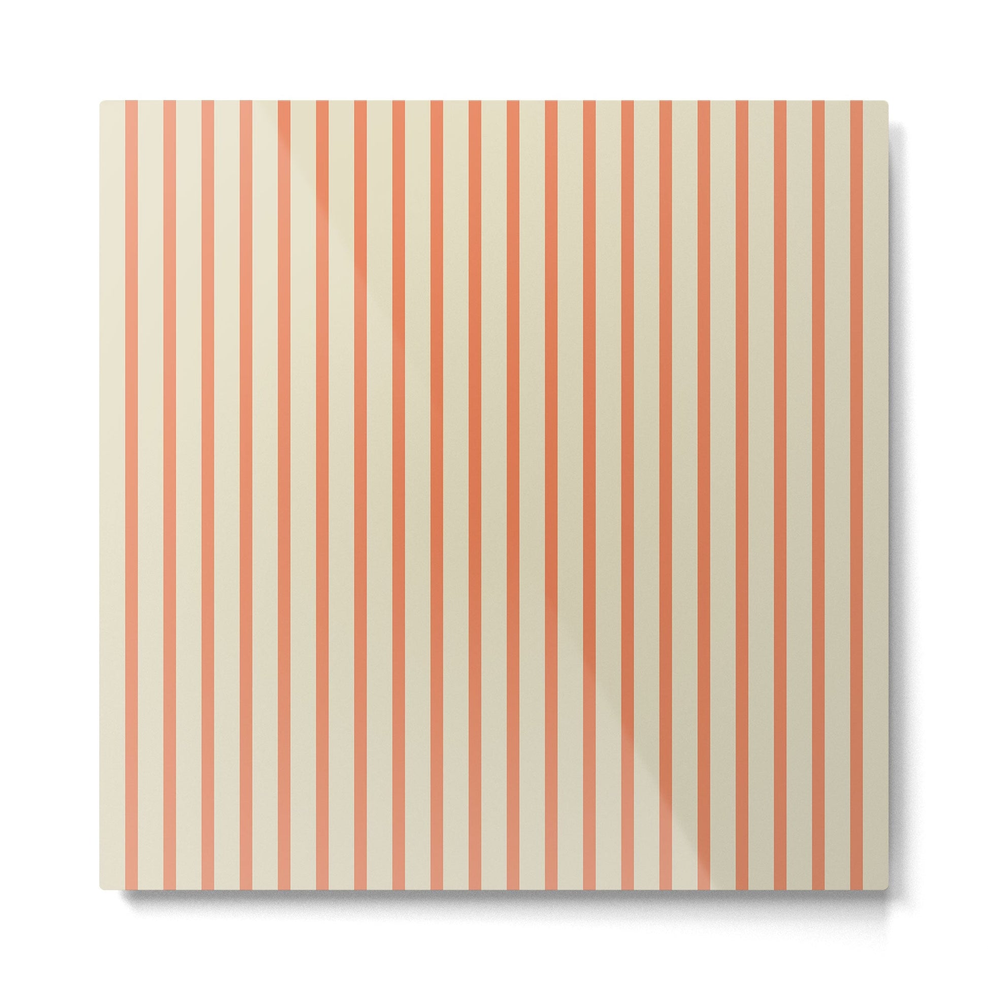 Classic Modern Retro Vertical Stripe Pattern in Cream Beige and Light Pumpkin Orange Metal Print | TeksDecor