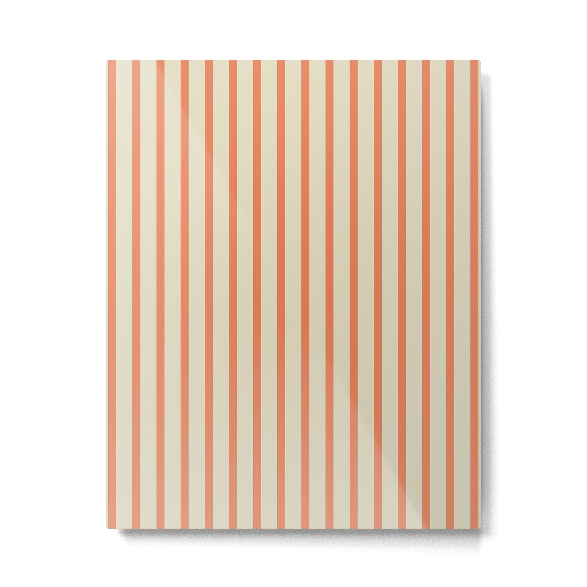Classic Modern Retro Vertical Stripe Pattern in Cream Beige and Light Pumpkin Orange Metal Print | TeksDecor