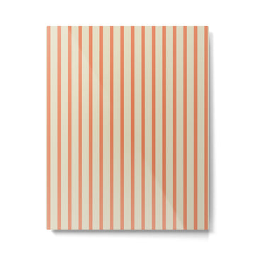 Classic Modern Retro Vertical Stripe Pattern in Cream Beige and Light Pumpkin Orange Metal Print | TeksDecor