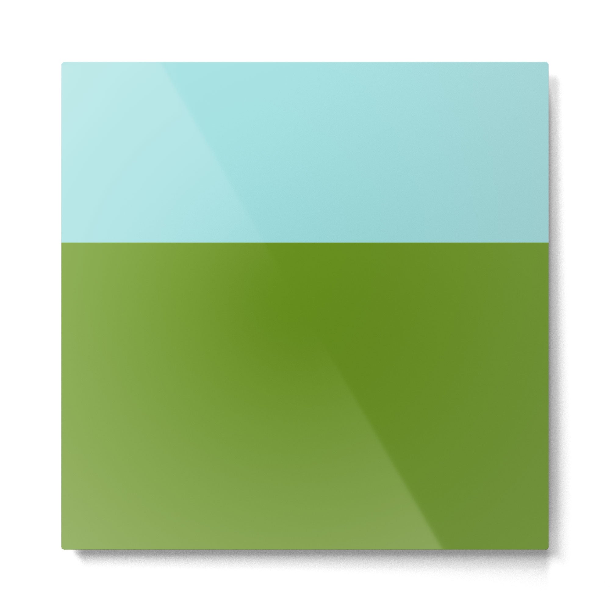 Color Block Bright Aqua Blue and Vibrant Spring Green Metal Print | TeksDecor