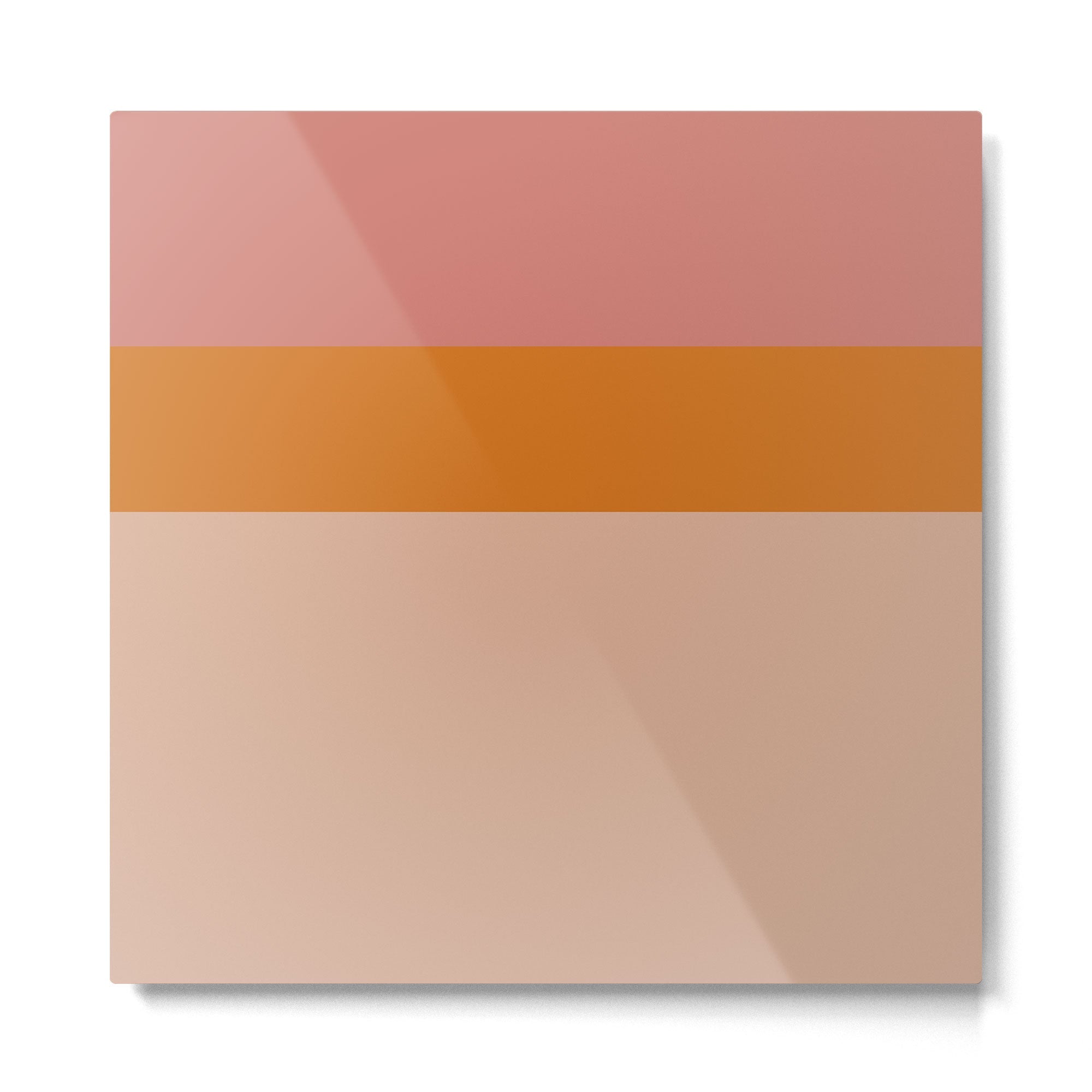 Color Block Minimalist Pattern in Late Summer Orange and Blush Pink Metal Print | TeksDecor