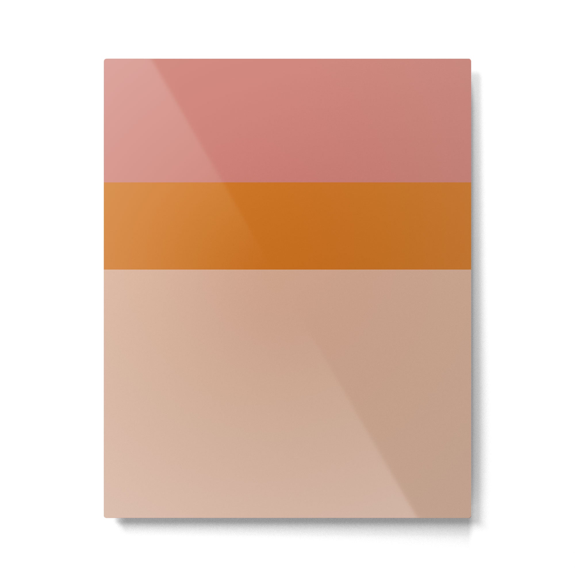Color Block Minimalist Pattern in Late Summer Orange and Blush Pink Metal Print | TeksDecor