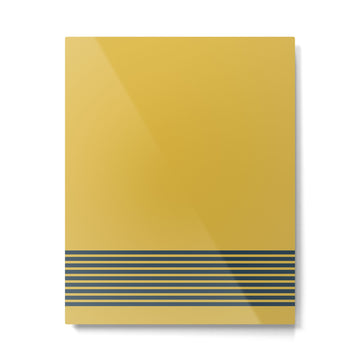 Cuff Stripe Minimalist Pattern  - Navy Blue Stripes on Light Mustard Yellow Solid Metal Print | TeksDecor