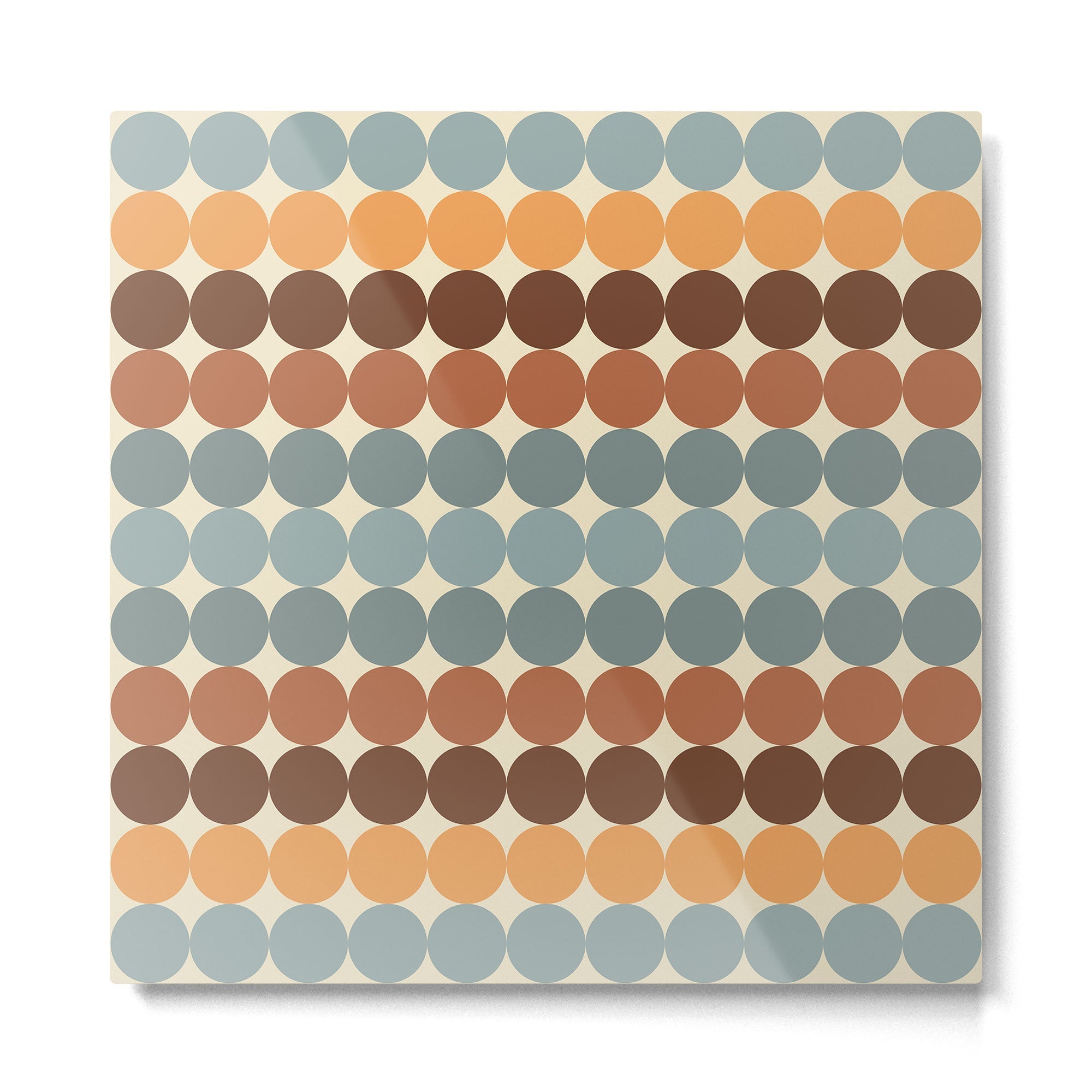 Dotty Stripes Retro Dot Pattern Muted Slate Blue Brown Orange Cream Beige Metal Print | TeksDecor