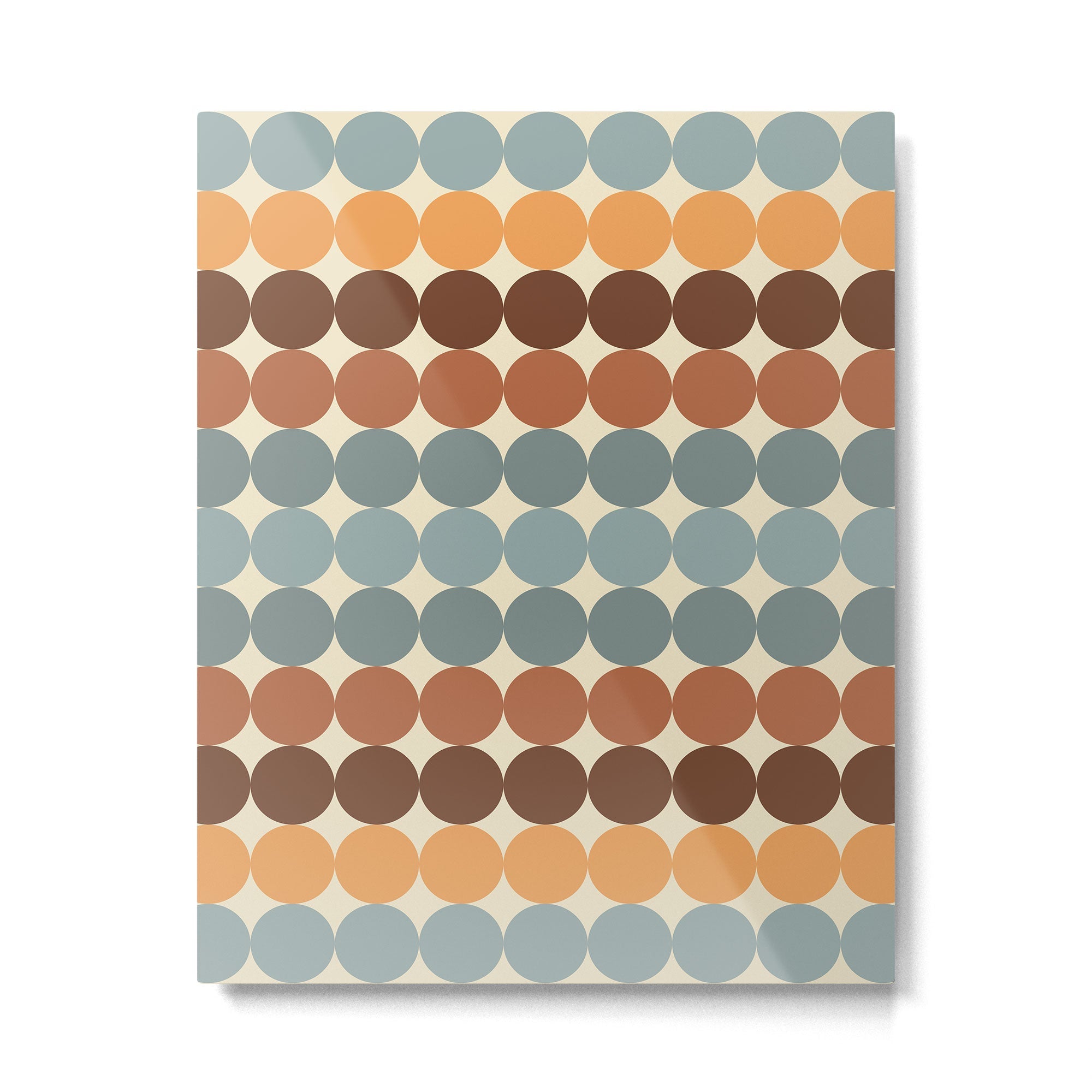 Dotty Stripes Retro Dot Pattern Muted Slate Blue Brown Orange Cream Beige Metal Print | TeksDecor