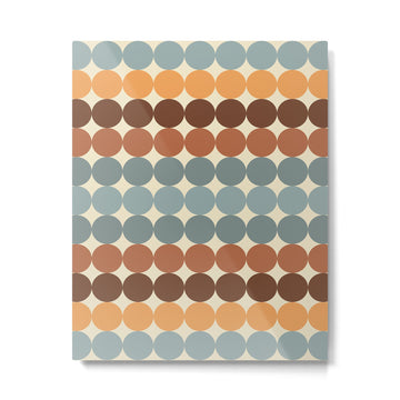 Dotty Stripes Retro Dot Pattern Muted Slate Blue Brown Orange Cream Beige Metal Print | TeksDecor