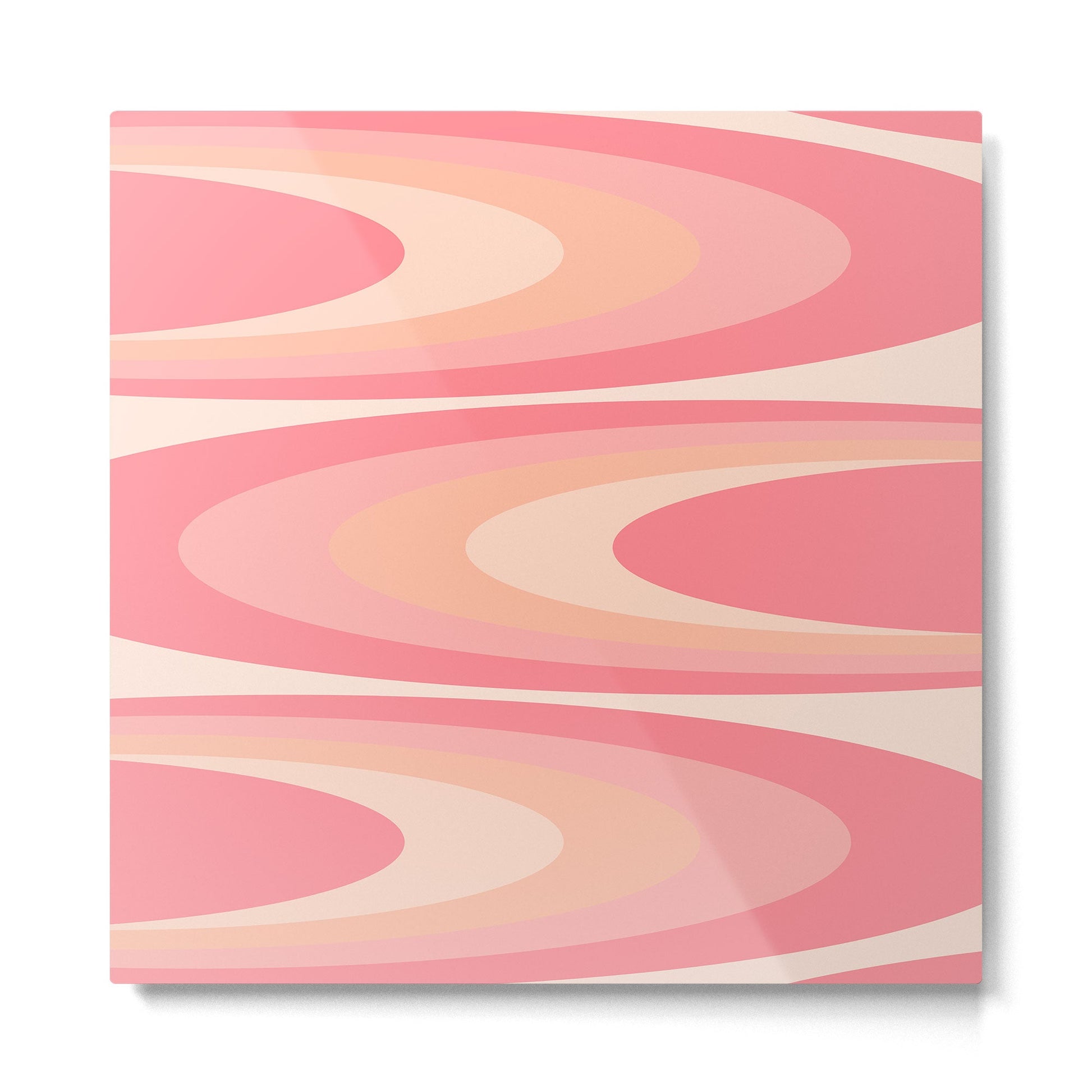 Fab Waves Retro Abstract Pattern in Pink and Blush Metal Print | TeksDecor