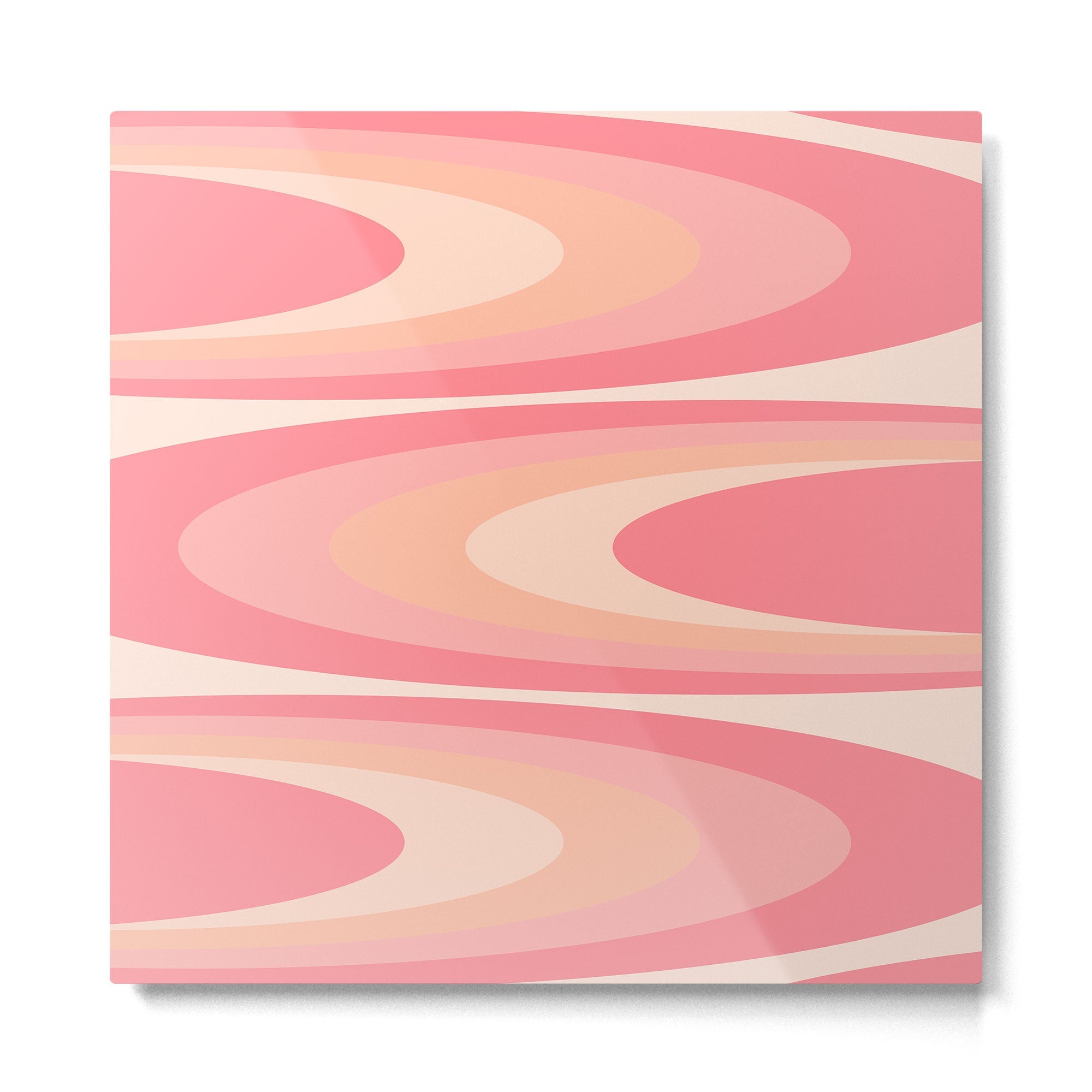 Fab Waves Retro Abstract Pattern in Pink and Blush Metal Print | TeksDecor