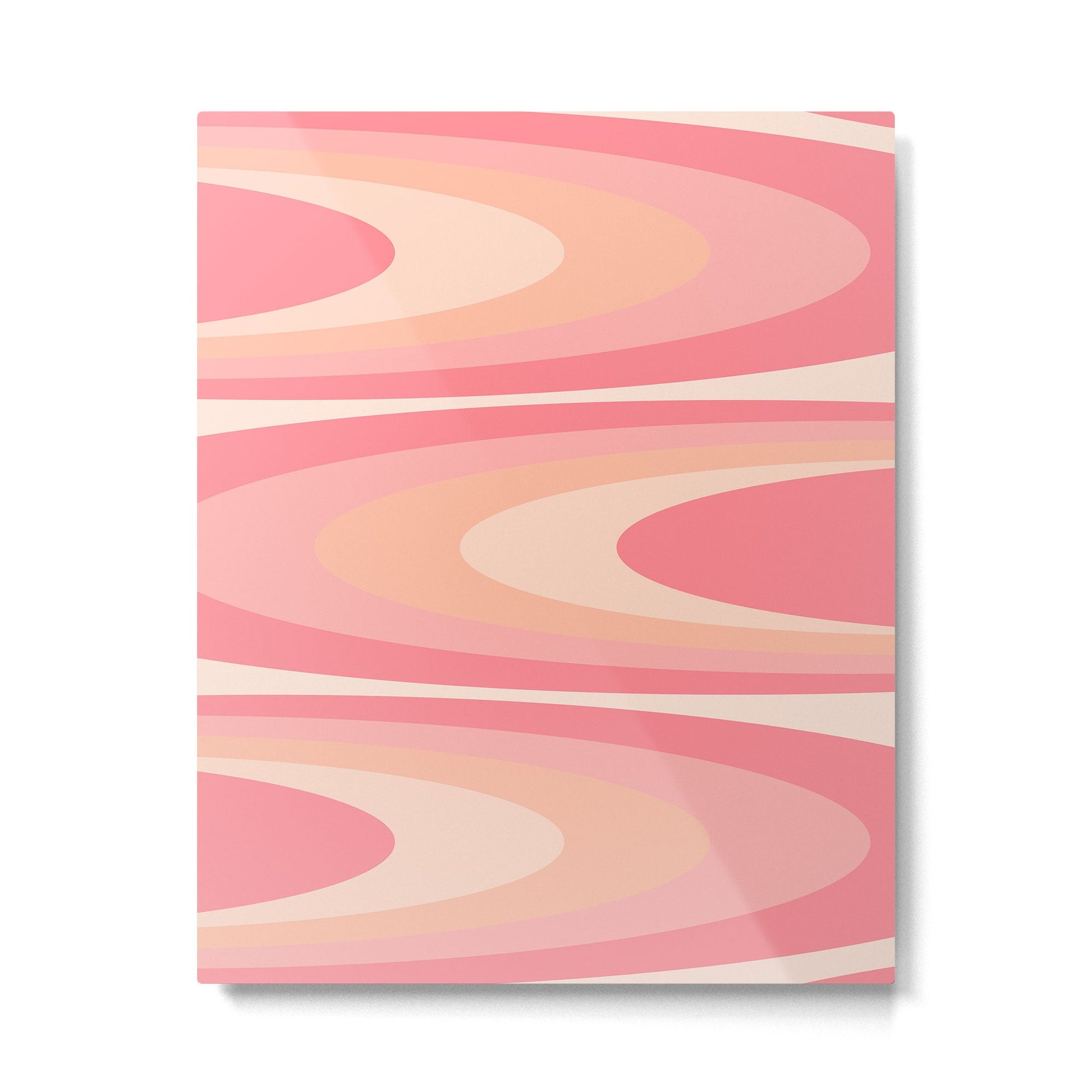 Fab Waves Retro Abstract Pattern in Pink and Blush Metal Print | TeksDecor