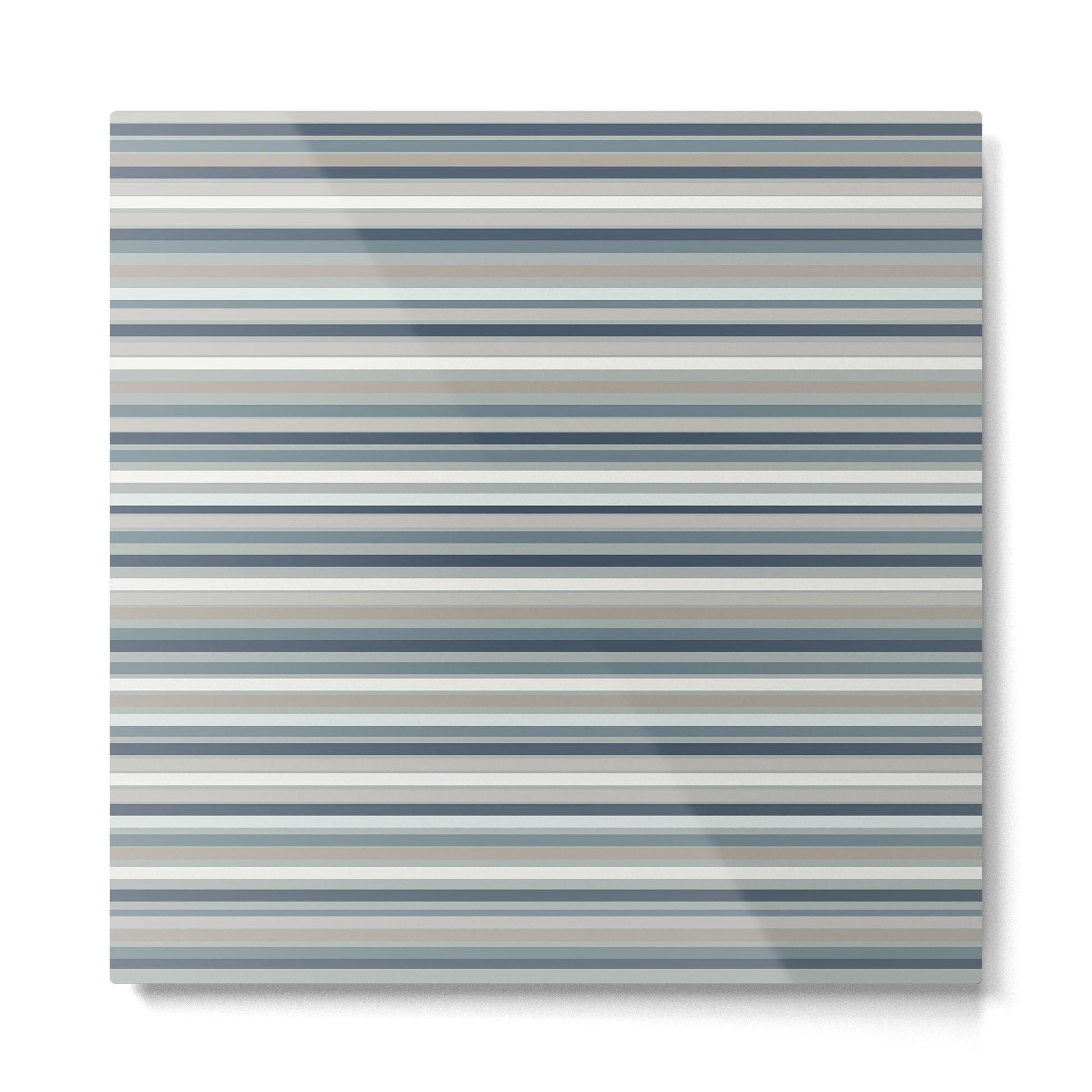Fine Stripes Pattern in Neutral Blue Gray Tones Metal Print | TeksDecor