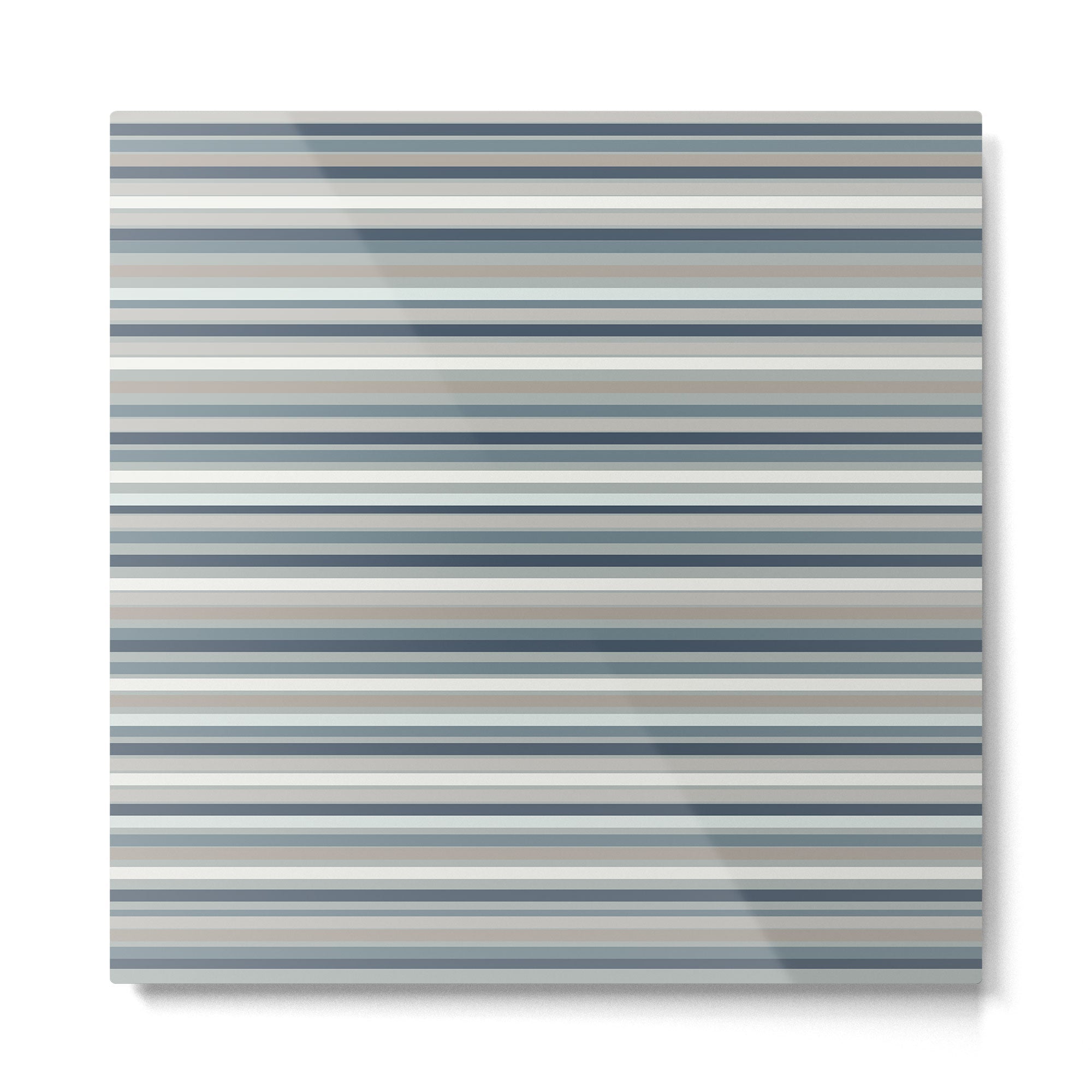 Fine Stripes Pattern in Neutral Blue Gray Tones Metal Print | TeksDecor