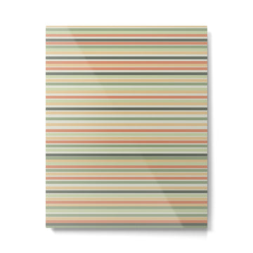 Fine Stripes Pattern in Sage Green and Coral Clay Metal Print | TeksDecor