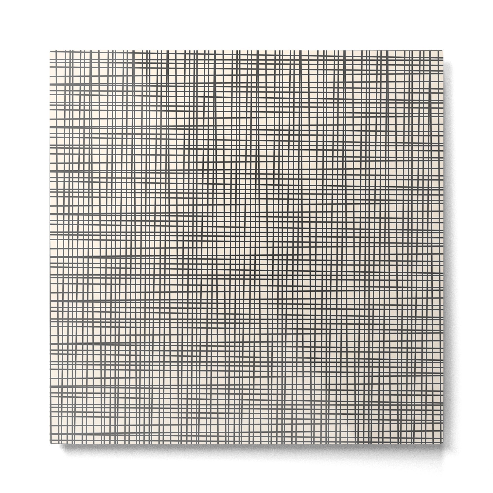 Fine Weave Mid-Century Modern Woven Pattern in Charcoal Gray and Almond Cream Metal Print | TeksDecor