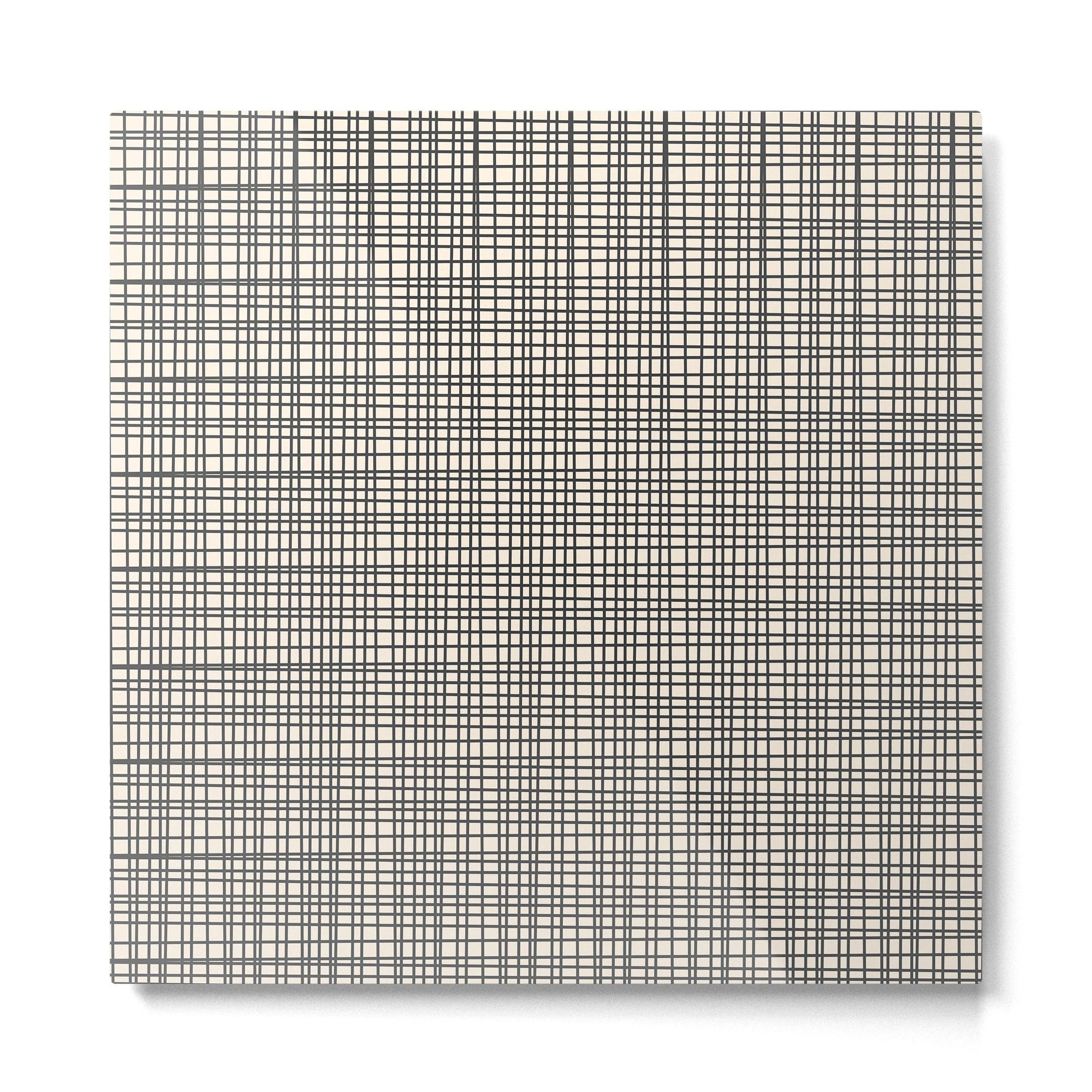 Fine Weave Mid-Century Modern Woven Pattern in Charcoal Gray and Almond Cream Metal Print | TeksDecor
