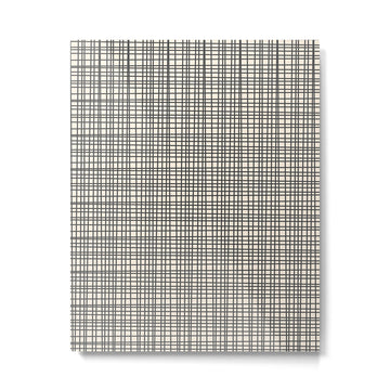 Fine Weave Mid-Century Modern Woven Pattern in Charcoal Gray and Almond Cream Metal Print | TeksDecor